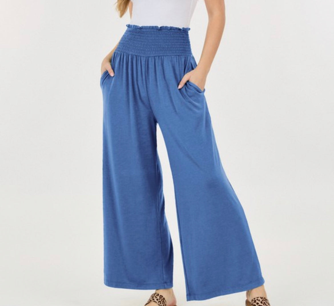 Wide Leg Smocked Pants