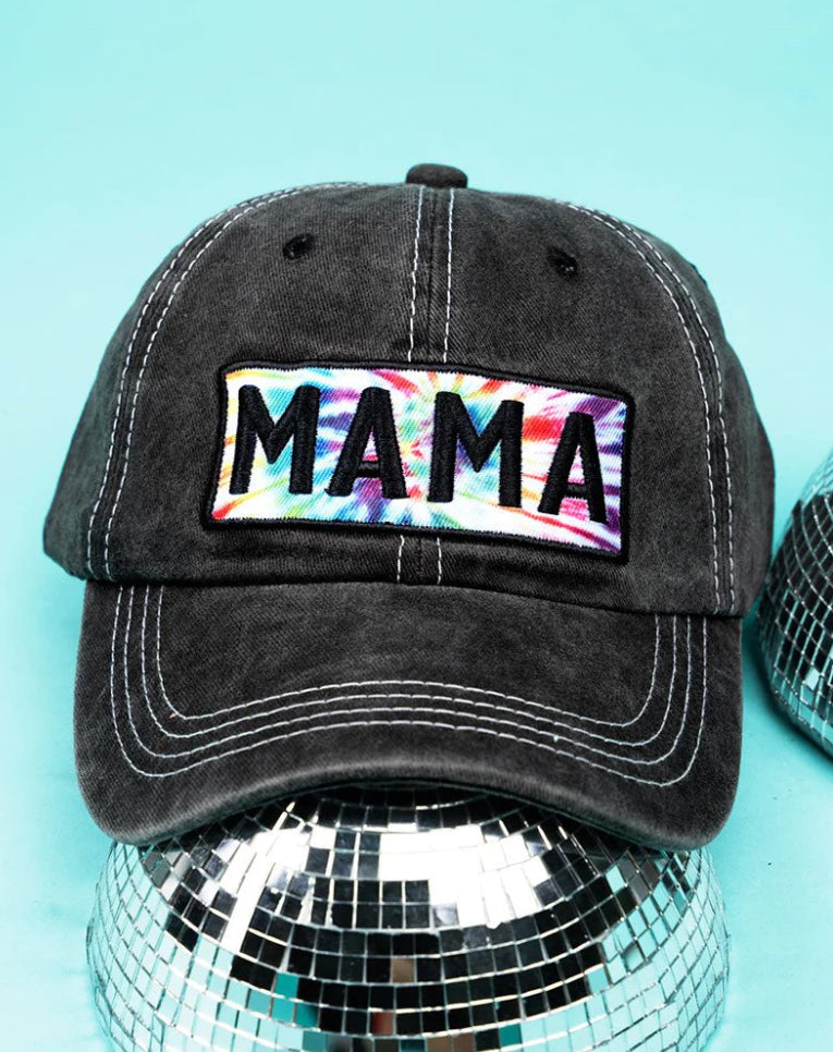 Tie-Dye Mama Black Hat